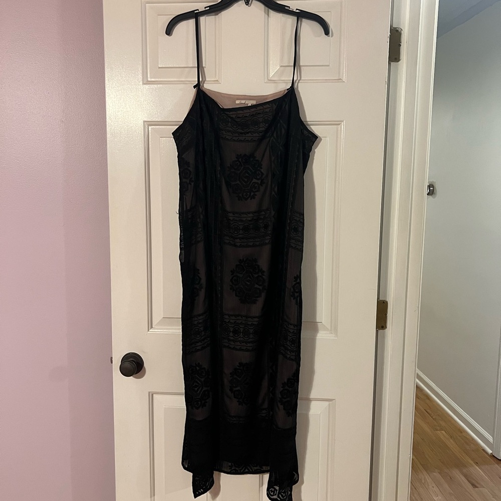 Black Sheer Slip Dress with Lace from Anthropologie